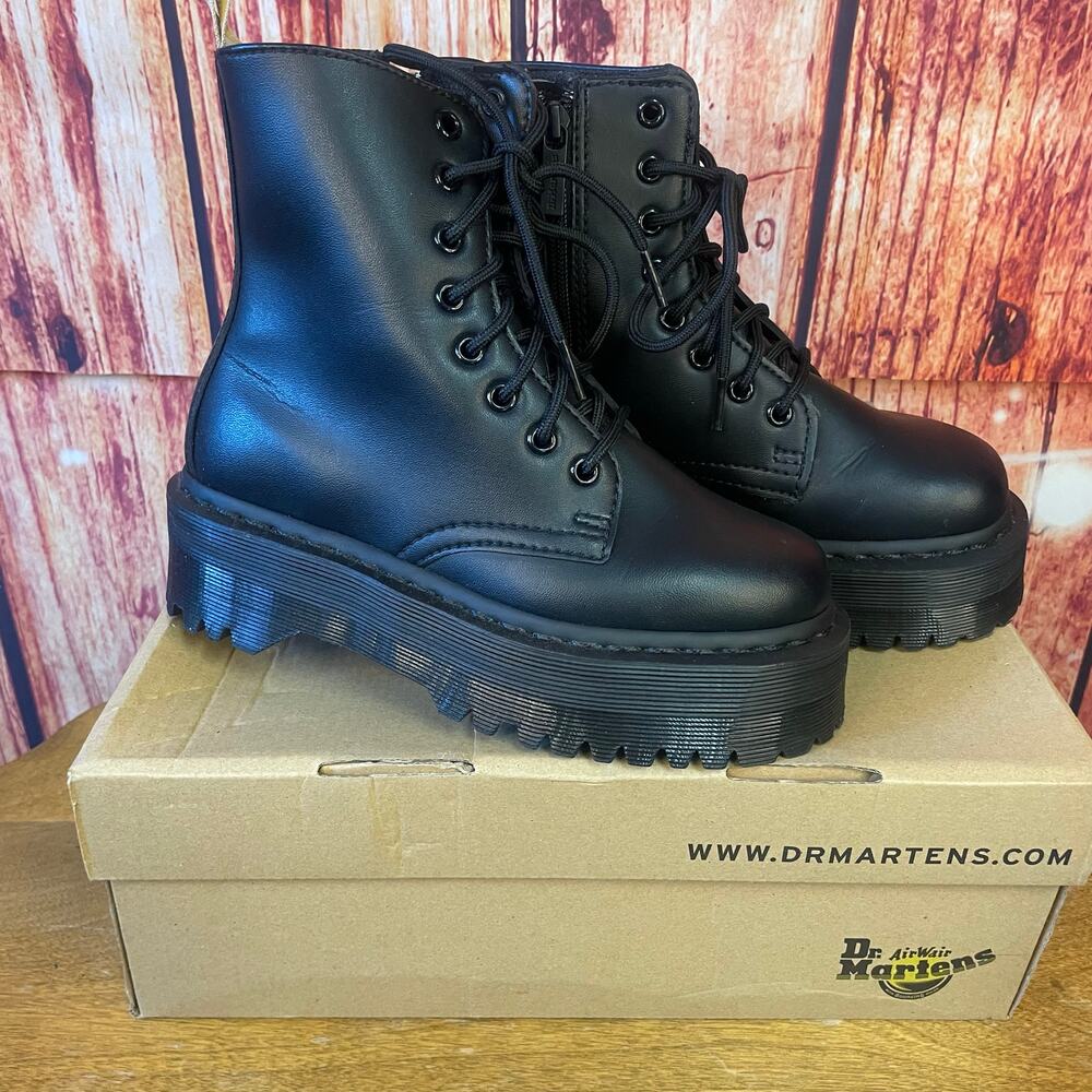 Dr. Martens Vegan Jadon II Mono Boots Black Junior Size US 4 EU 36 UK 3 EUC
